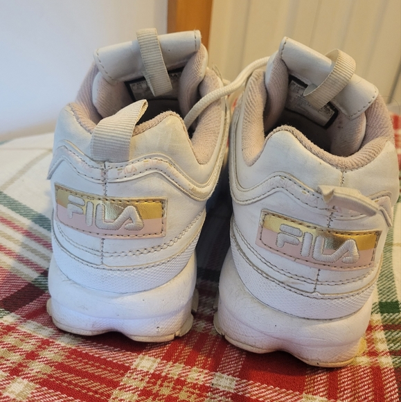 Fila 5.5 women's leather sneaker White gold & pink trim - Picture 5 of 11